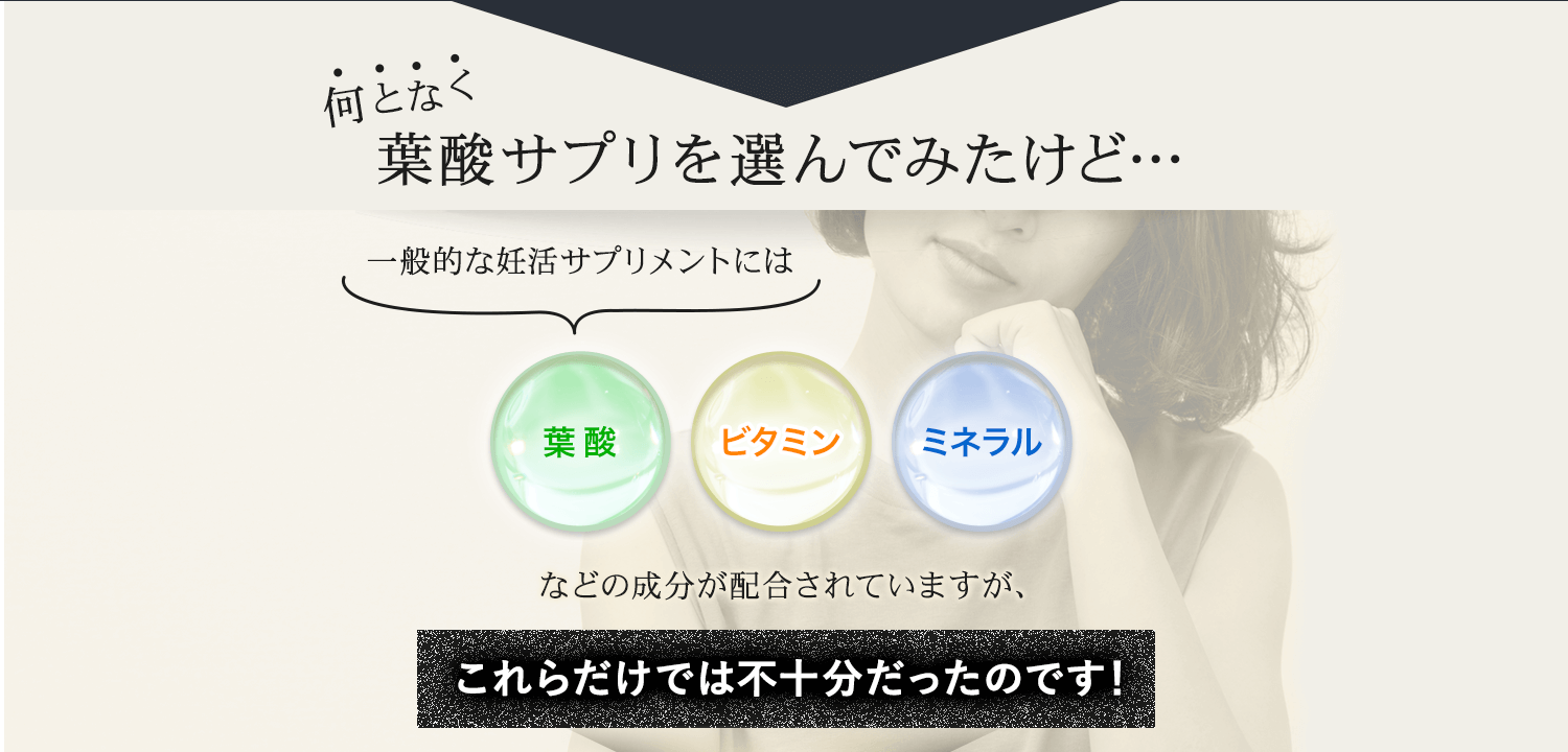 一般的な妊活サプリメントには葉酸・ビタミン・ミネラルなどが配合されていますが、これだけでは不十分だったのです。