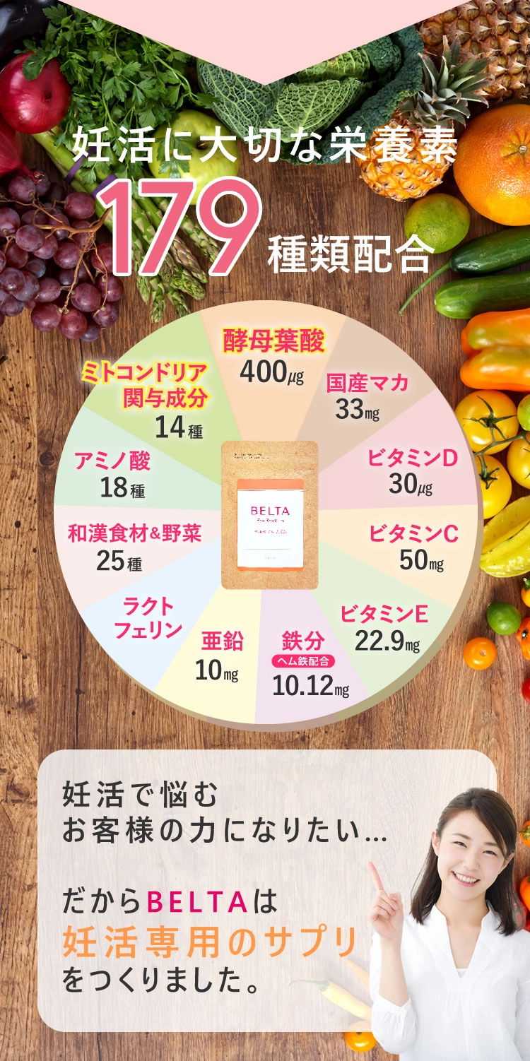 妊活に必要な179種類の栄養素を配合