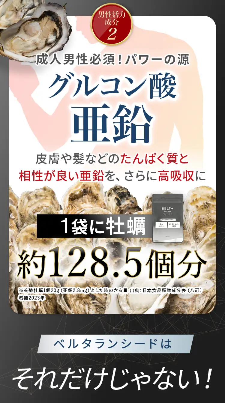 男性活力成分2：グルコン酸亜鉛