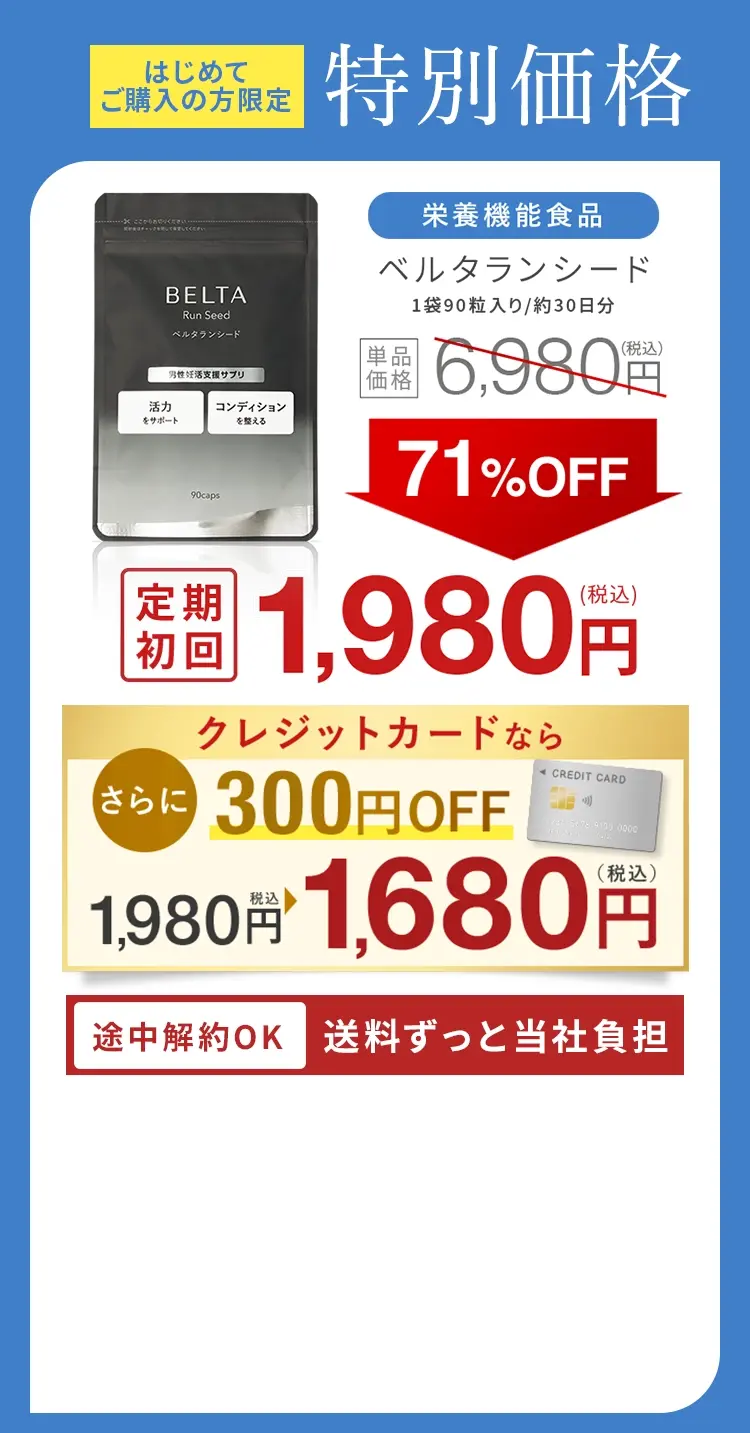 はじめて購入の方限定で初回71%OFFの1,980円途中解約もOK