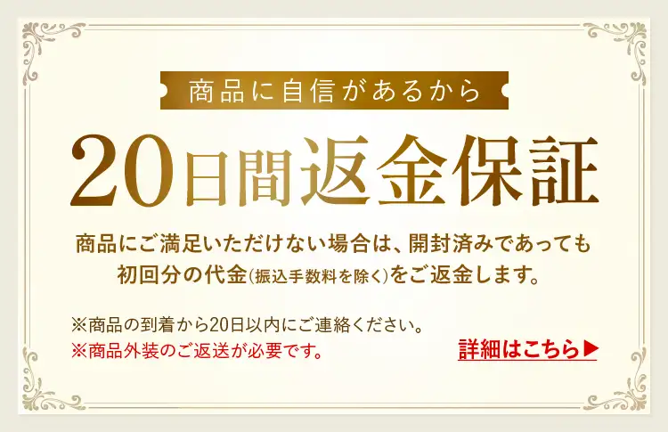 20日間返金保証